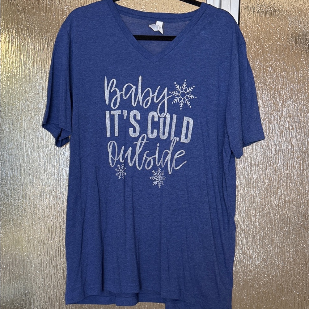 Women’s Blue Shirt with Snowflake Design